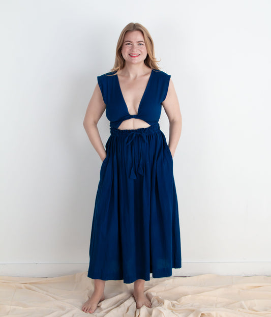 Simran Reversible Wrap Top, indigo *botanical dye