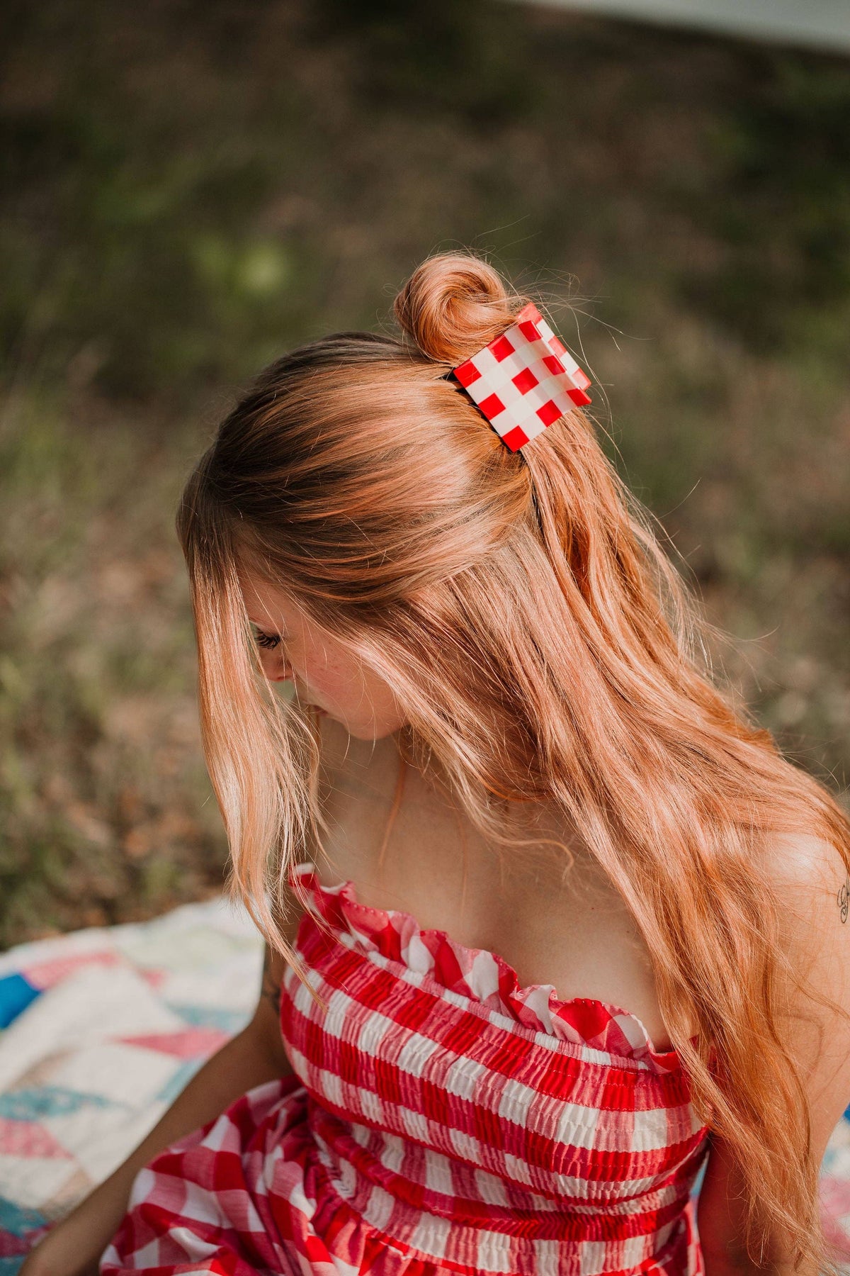 Gingham Claw Clip