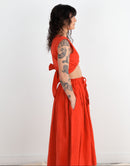 Padmasana Skirt/Dress, red orange double dye