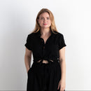 Krishna Button-Up Top, black
