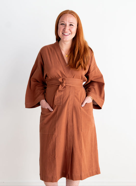 Gita Robe/ Wrap Dress, rust *botanical dye