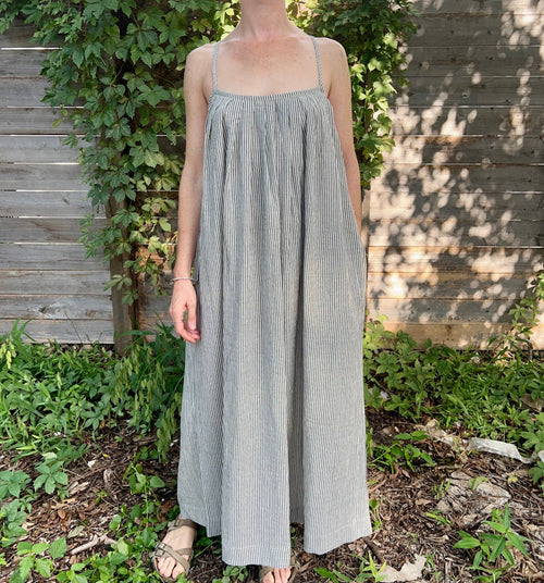 Anu Maxi Dress, black & white pinstripes