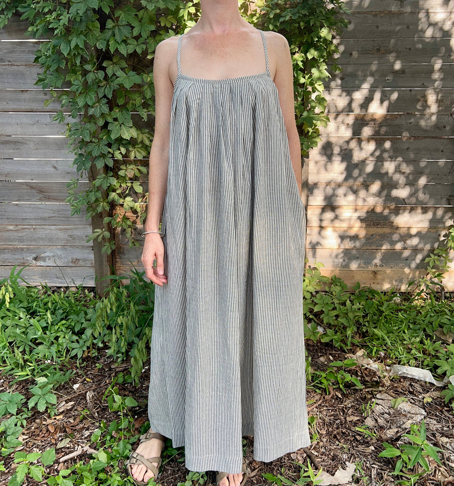 Anu Maxi Dress, black & white pinstripes