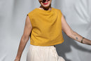 Aarti Reversible Top/Vest, mustard yellow pin stripes