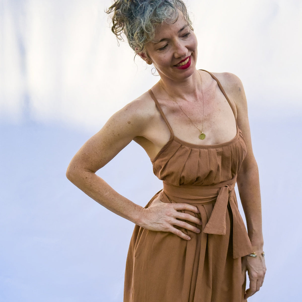 Anu Maxi Dress, teal double dye