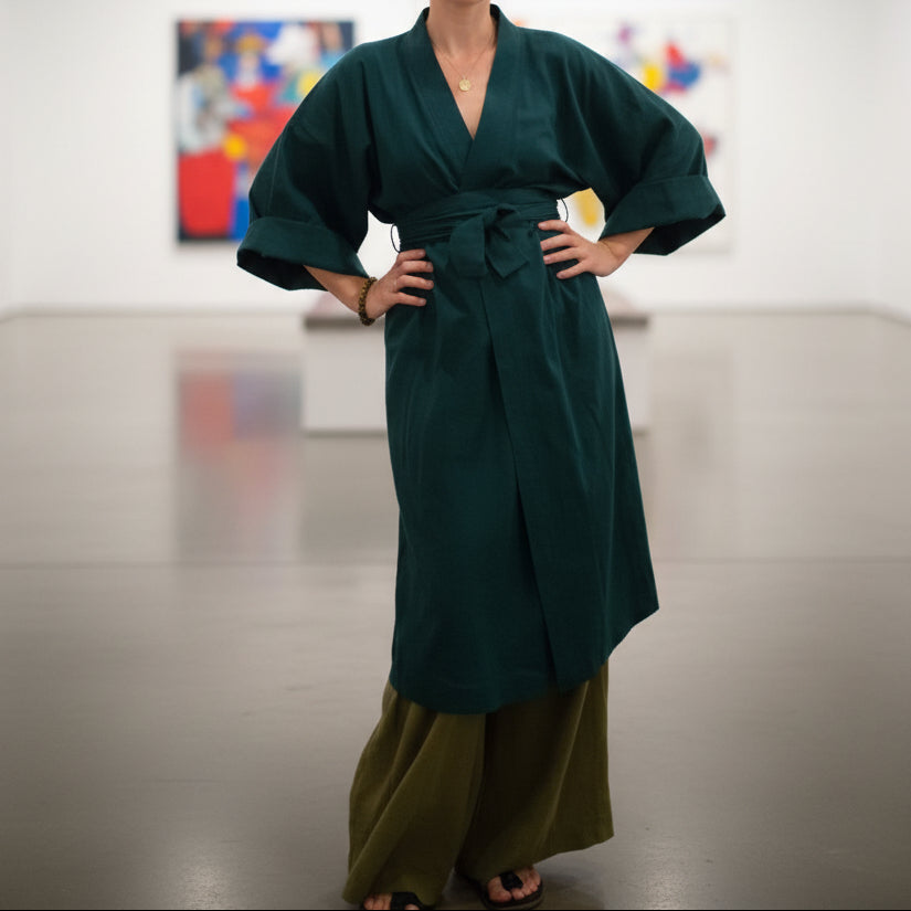 Gita Robe/ Wrap Dress, teal *double dye