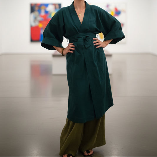 Gita Robe/ Wrap Dress, teal *double dye