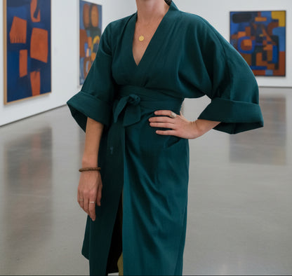Gita Robe/ Wrap Dress, teal *double dye