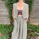 Aarti Reversible Top/Vest, black & white pinstripes