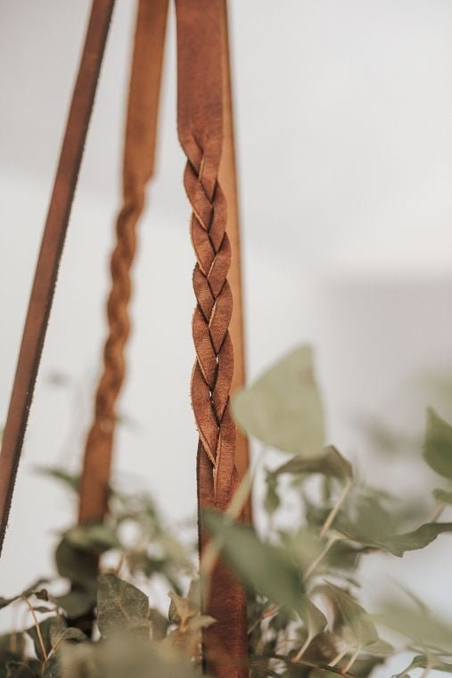 Braided Leather Plant Sling