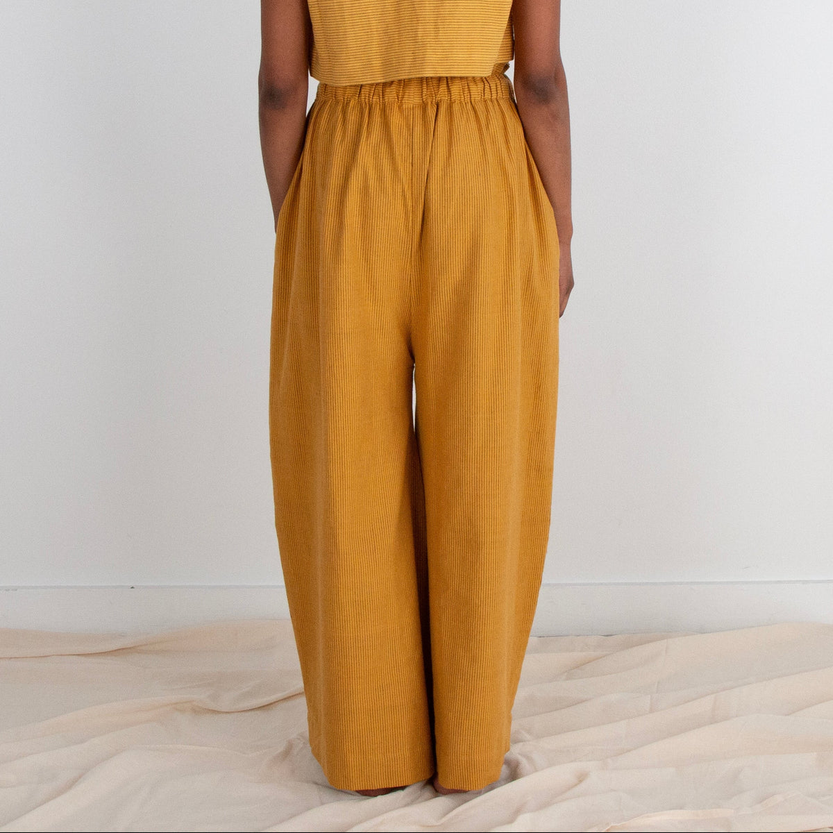 Rabina Trousers, mustard pinstripes