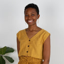 Aarti Reversible Top/Vest, black & white pinstripes