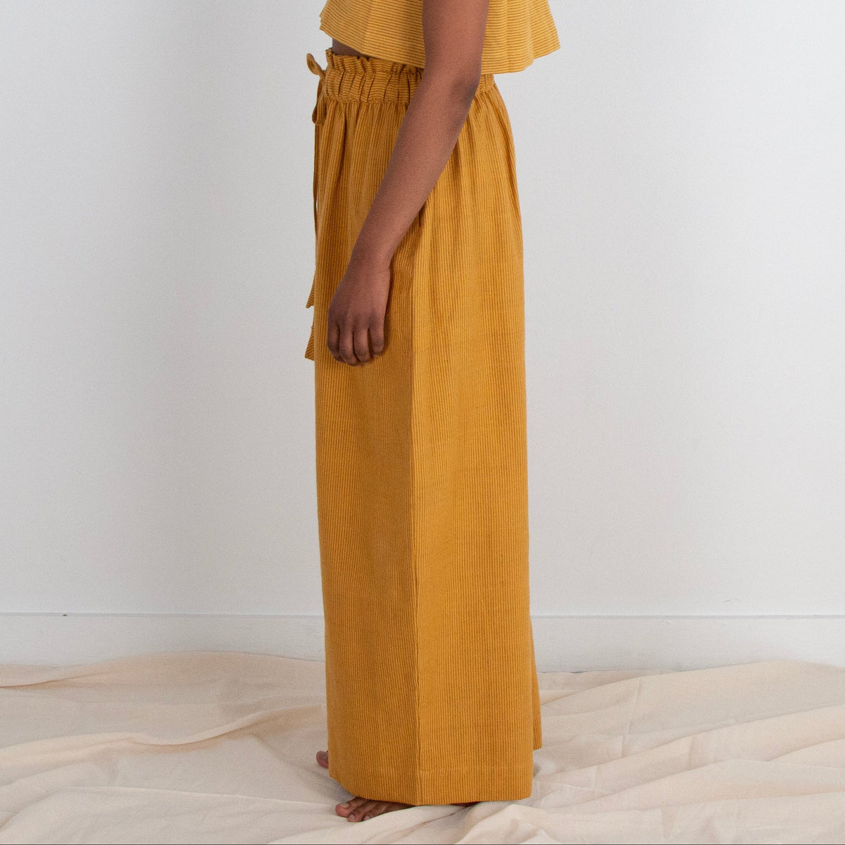 Rabina Trousers, mustard pinstripes