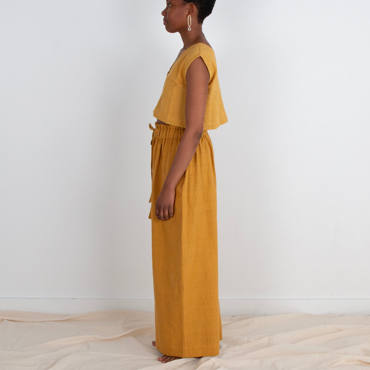 Rabina Trousers, mustard pinstripes