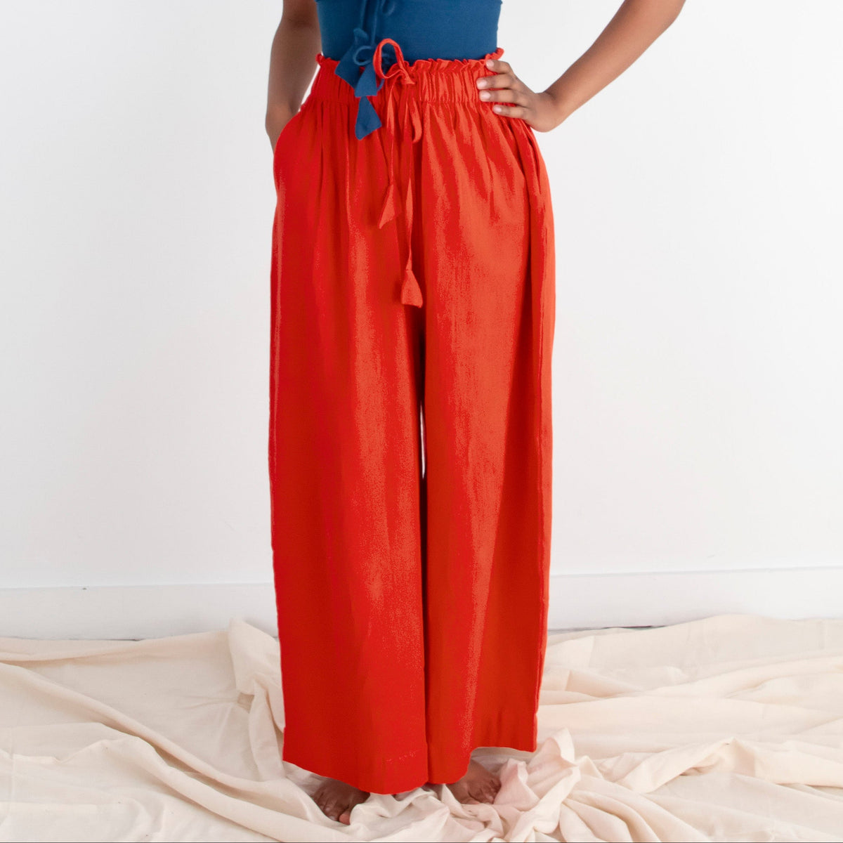 Rabina Trousers, red orange double dye