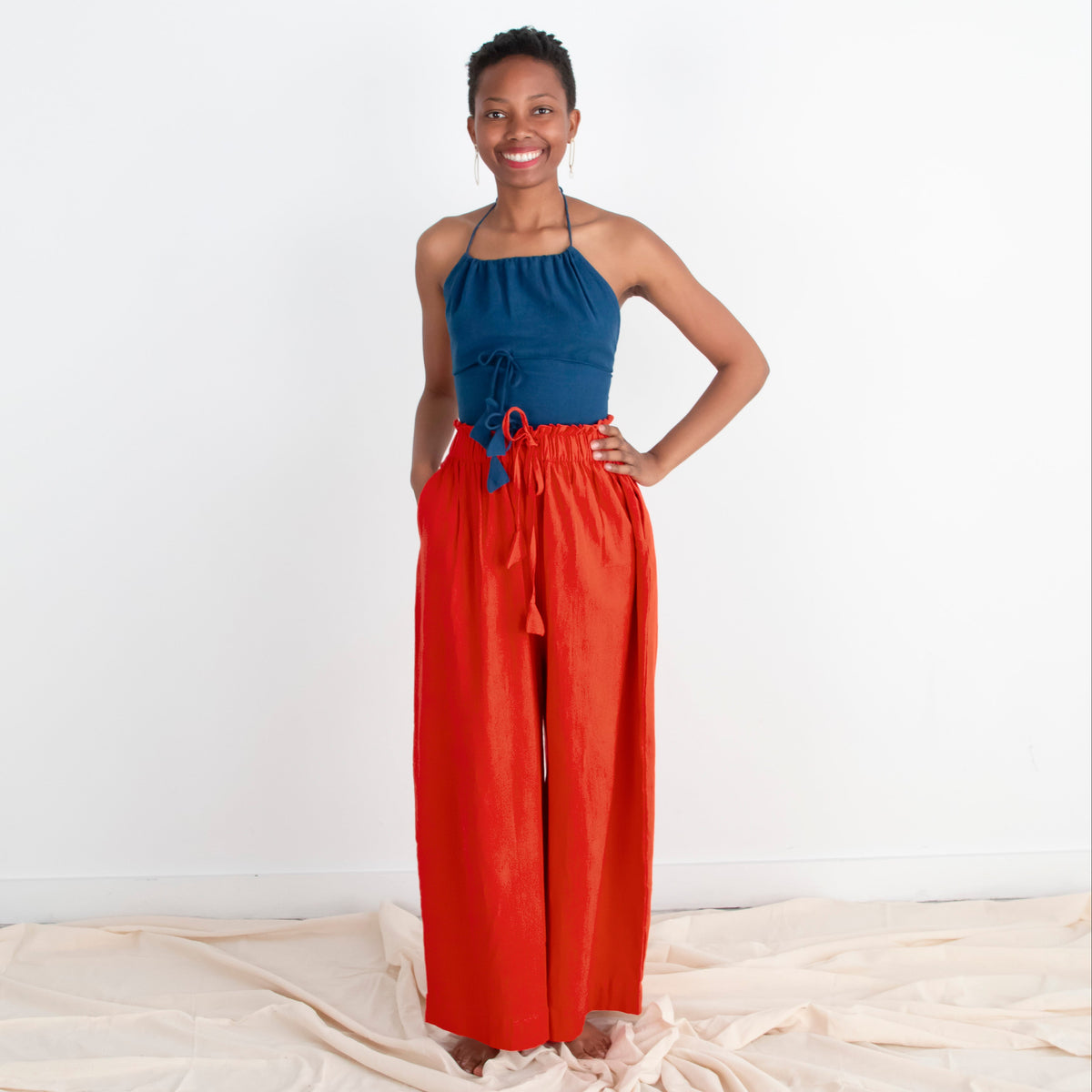 Rabina Trousers, red orange double dye