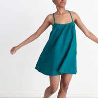 Anu Mini Dress, teal double dye