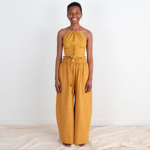 Rabina Trousers, mustard pinstripes