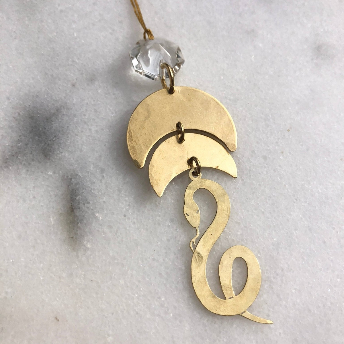 Hammered Brass Snake Ornament
