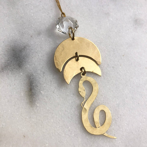 Hammered Brass Snake Ornament - Small World Goods