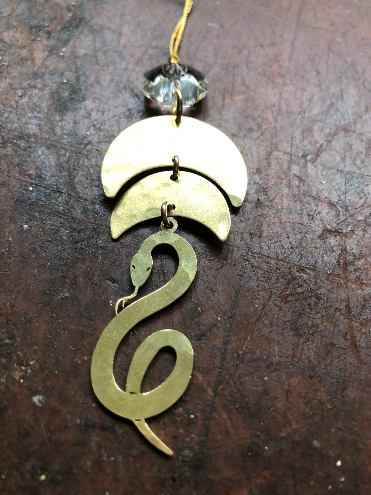 Hammered Brass Snake Ornament