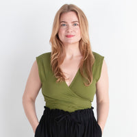 Simran Reversible Wrap Top, matcha green