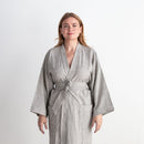 Gita Robe/ Wrap Dress, black & white pinstripes