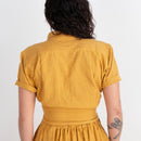 Krishna Button-Up Top, mustard pinstripes