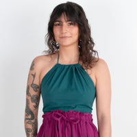 Patan Top, ocean teal double dye
