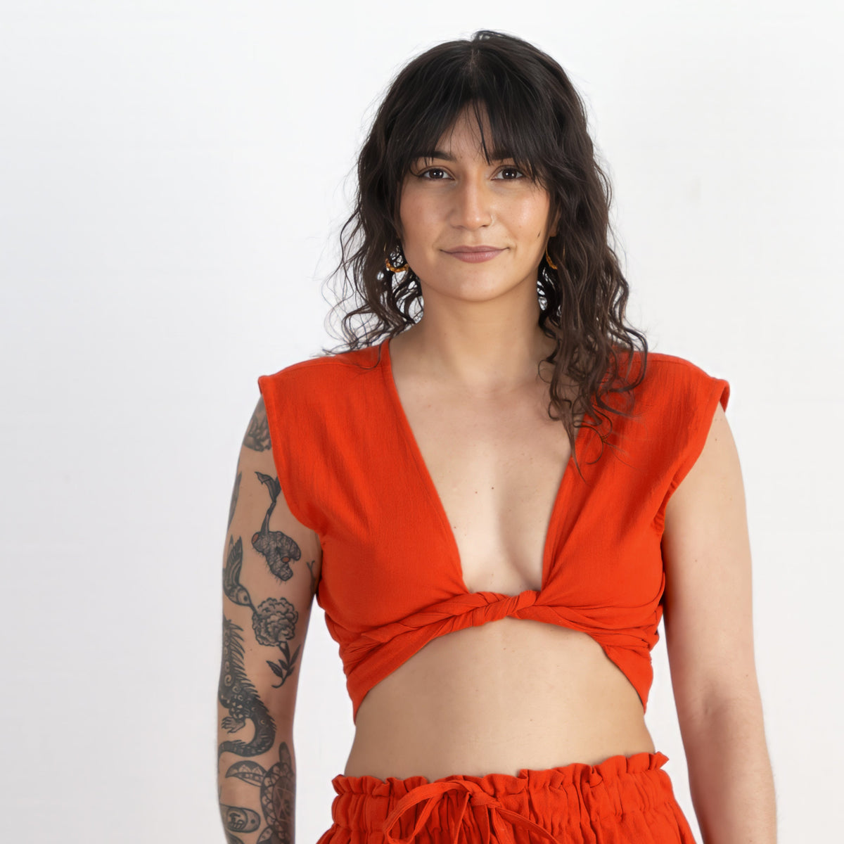 Simran Reversible Wrap Top, red orange double dye
