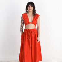 Padmasana Skirt/Dress, red orange double dye