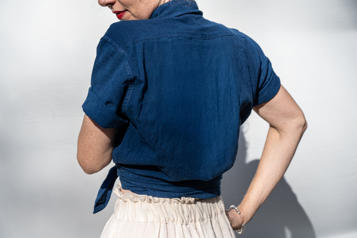 Krishna Button-Up Top, indigo *botanical dye