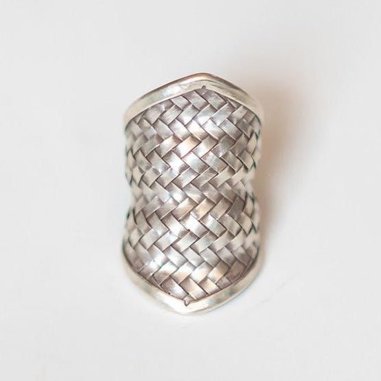 Large Woven Silver Ring