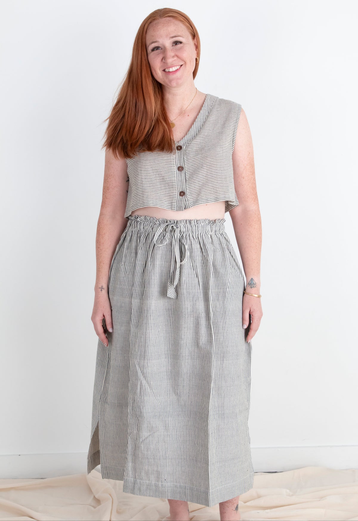 Padmasana Skirt/Dress, black & white pinstripes