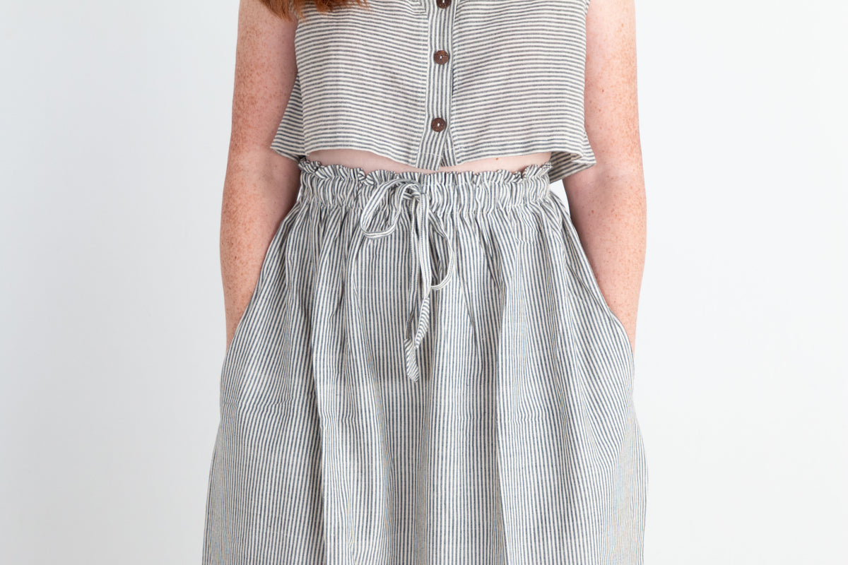 Padmasana Skirt/Dress, black & white pinstripes