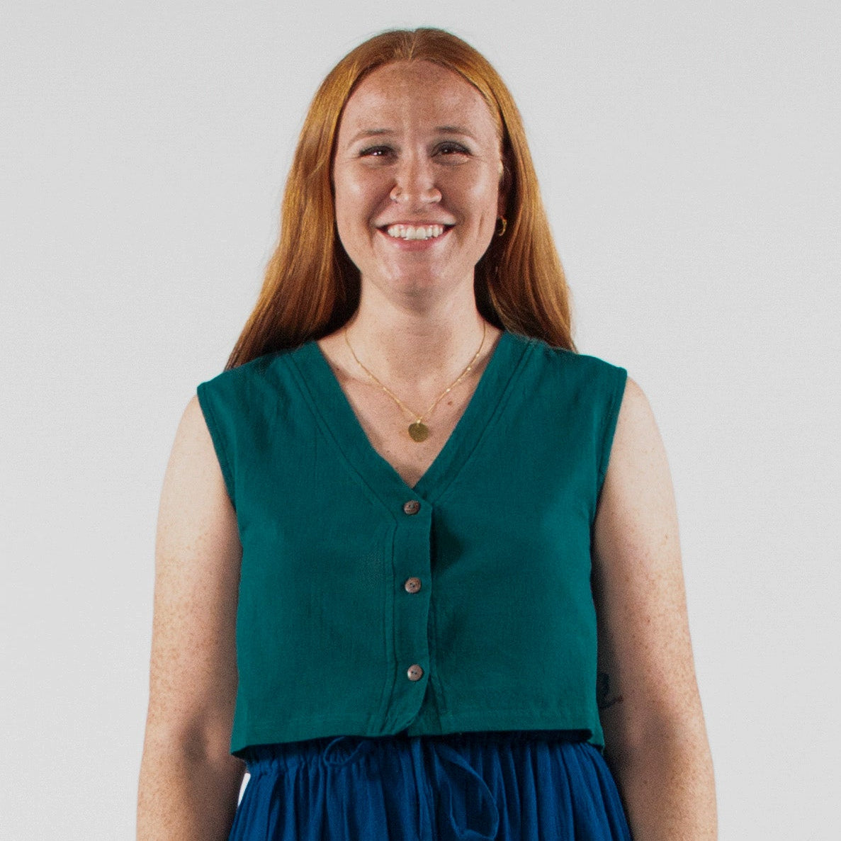 Aarti Reversible Top/Vest, ocean teal double dye