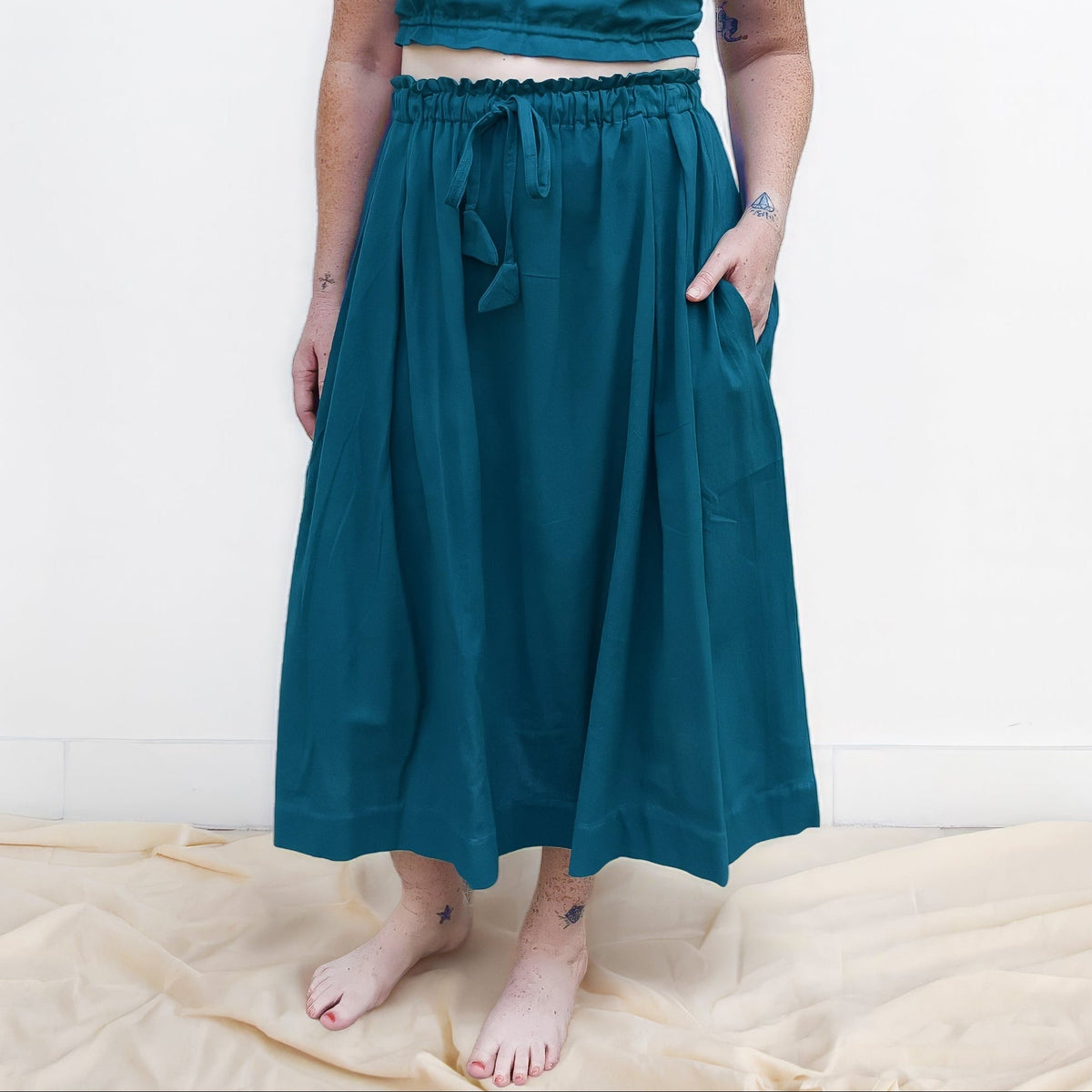 Padmasana Skirt/Dress, ocean teal double dye