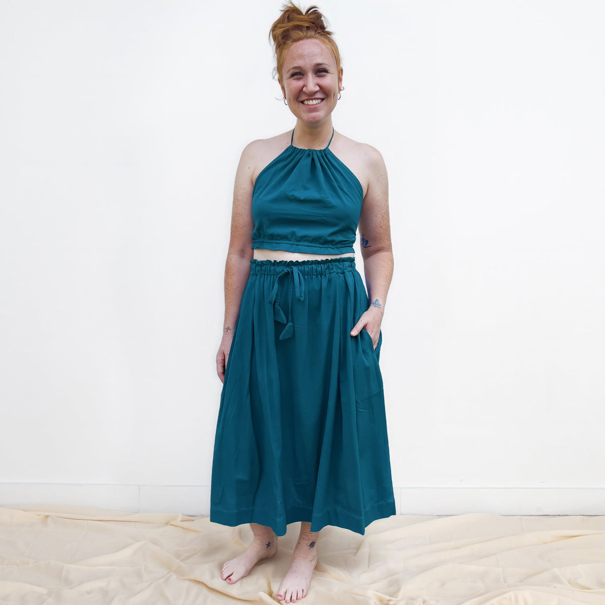 Padmasana Skirt/Dress, ocean teal double dye