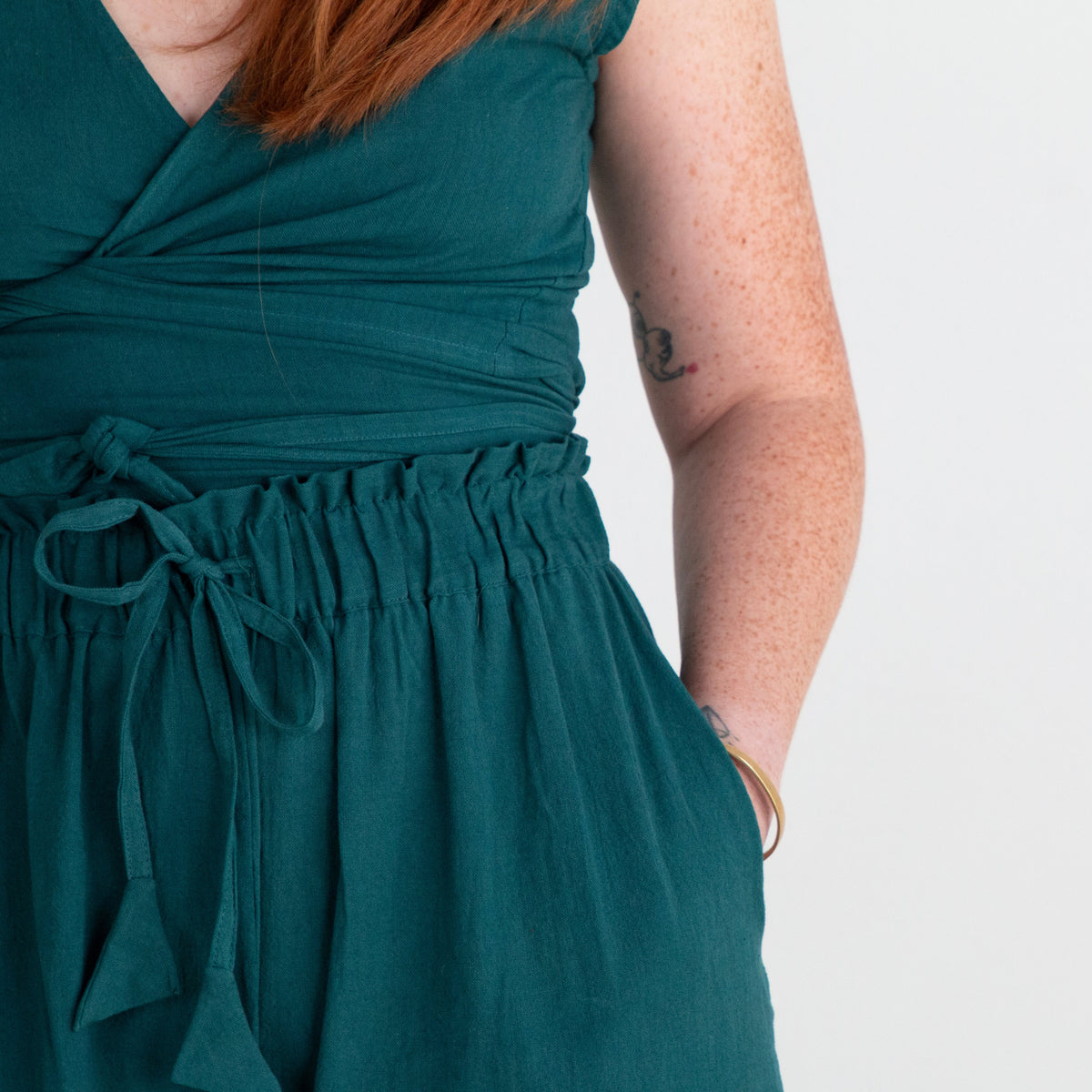 Simran Reversible Wrap Top, ocean teal double dye