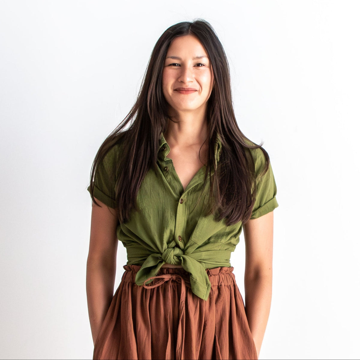 Krishna Button-Up Top, matcha green