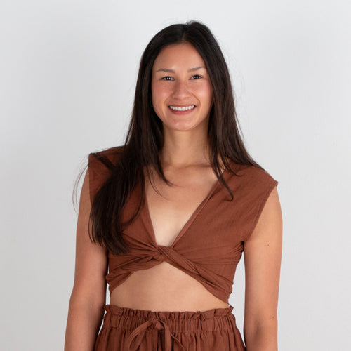 Simran Reversible Wrap Top, ocean teal double dye