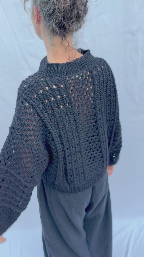 Hand Knit Anita Sweater, black