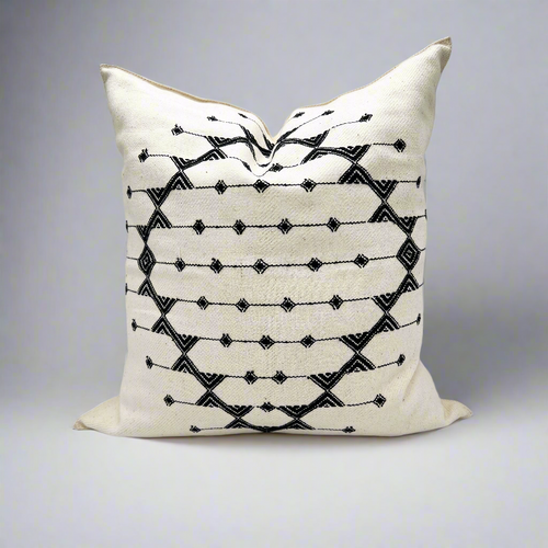 Rajasthani Pillowcase, white & black