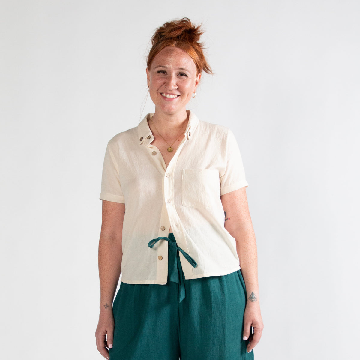 Krishna Button-Up Top, cream