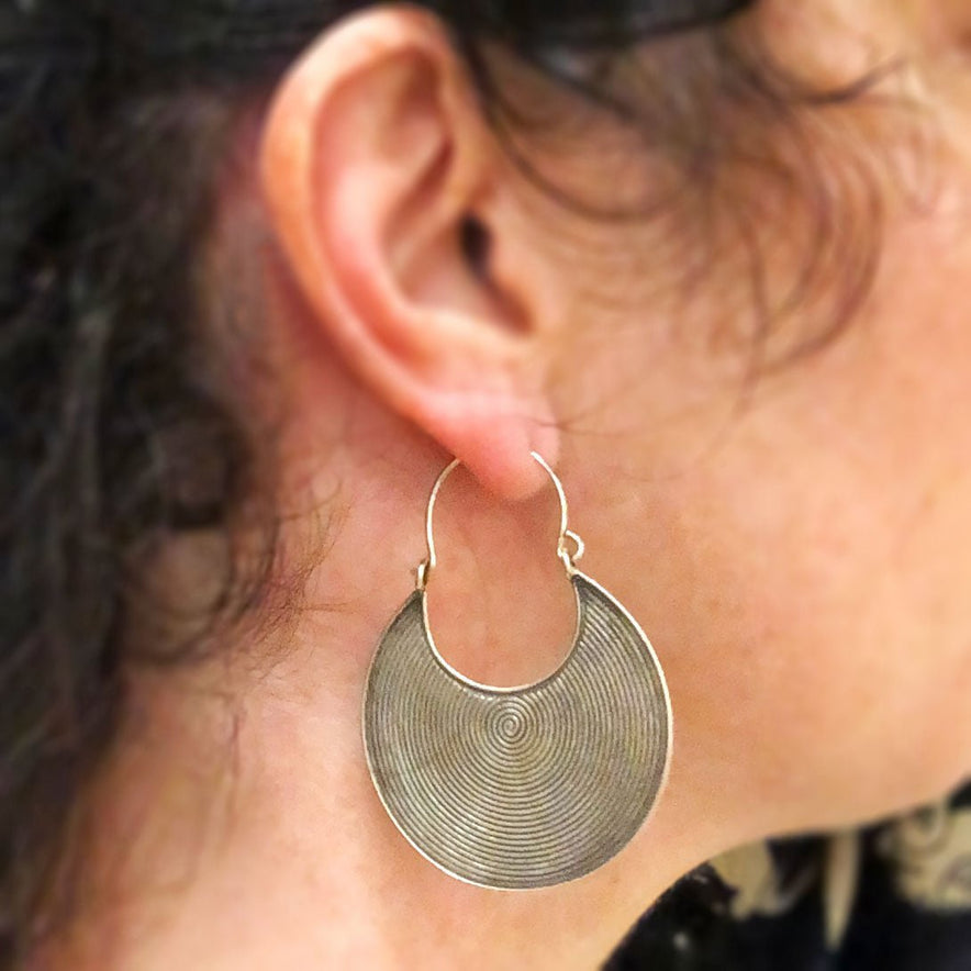 Silver Disk Hill Tribe Earrings