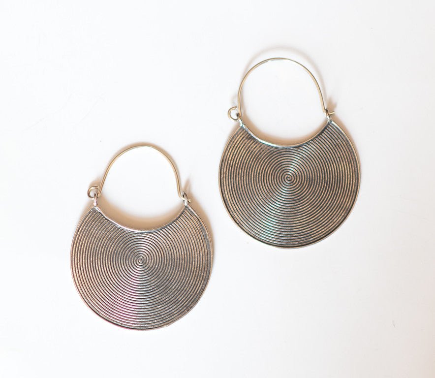 Silver Disk Hill Tribe Earrings