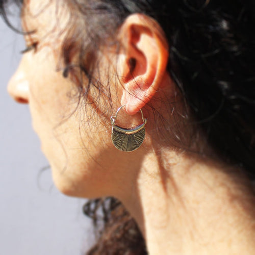 Silver Fan Hill Tribe Earrings - Small World Goods