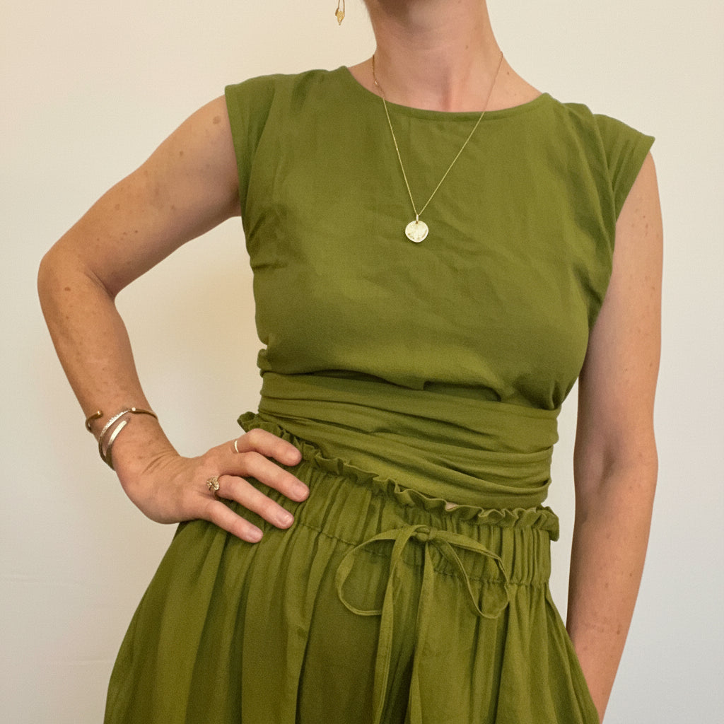 Simran Reversible Wrap Top, matcha green