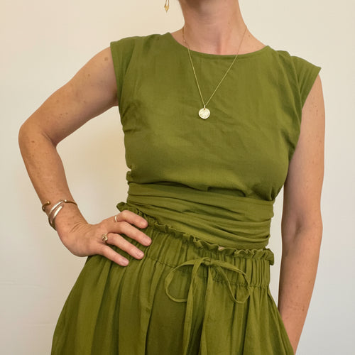 Simran Reversible Wrap Top, matcha green