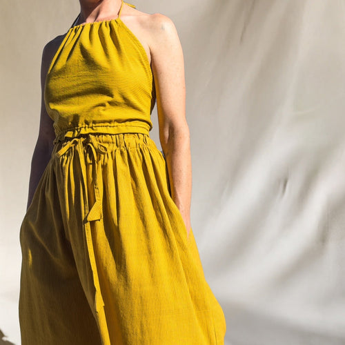 Patan Top, mustard pinstripe